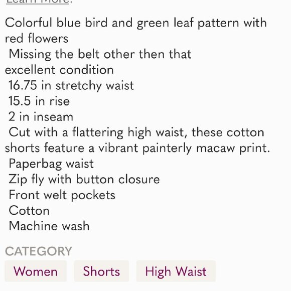 Farm Rio Off-White Macaw Flight Shorts Wide-Leg (XS) - Picture 7 of 7